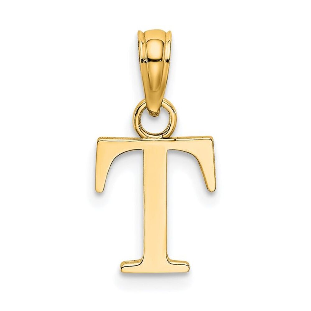 10k Yellow Gold Polished T Block Initial Charm - image 4